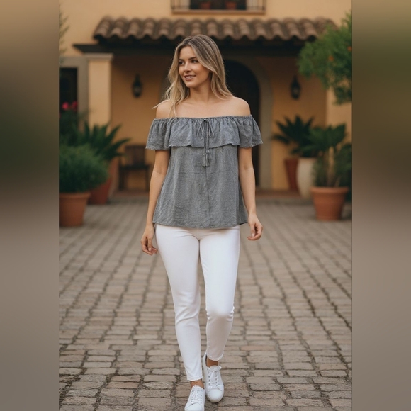 NEW- Free People Green Dark Flutter Sleeve Ruffled Blouse - Picture 2 of 9